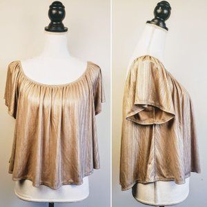 ANTHRO/ ECOTE Top, Gold Cropped Shimmery Boho, M